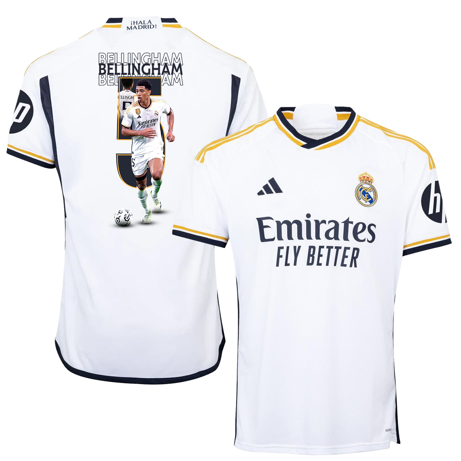 Bellingham 5 Real Madrid Home Jersey White Fan Art
