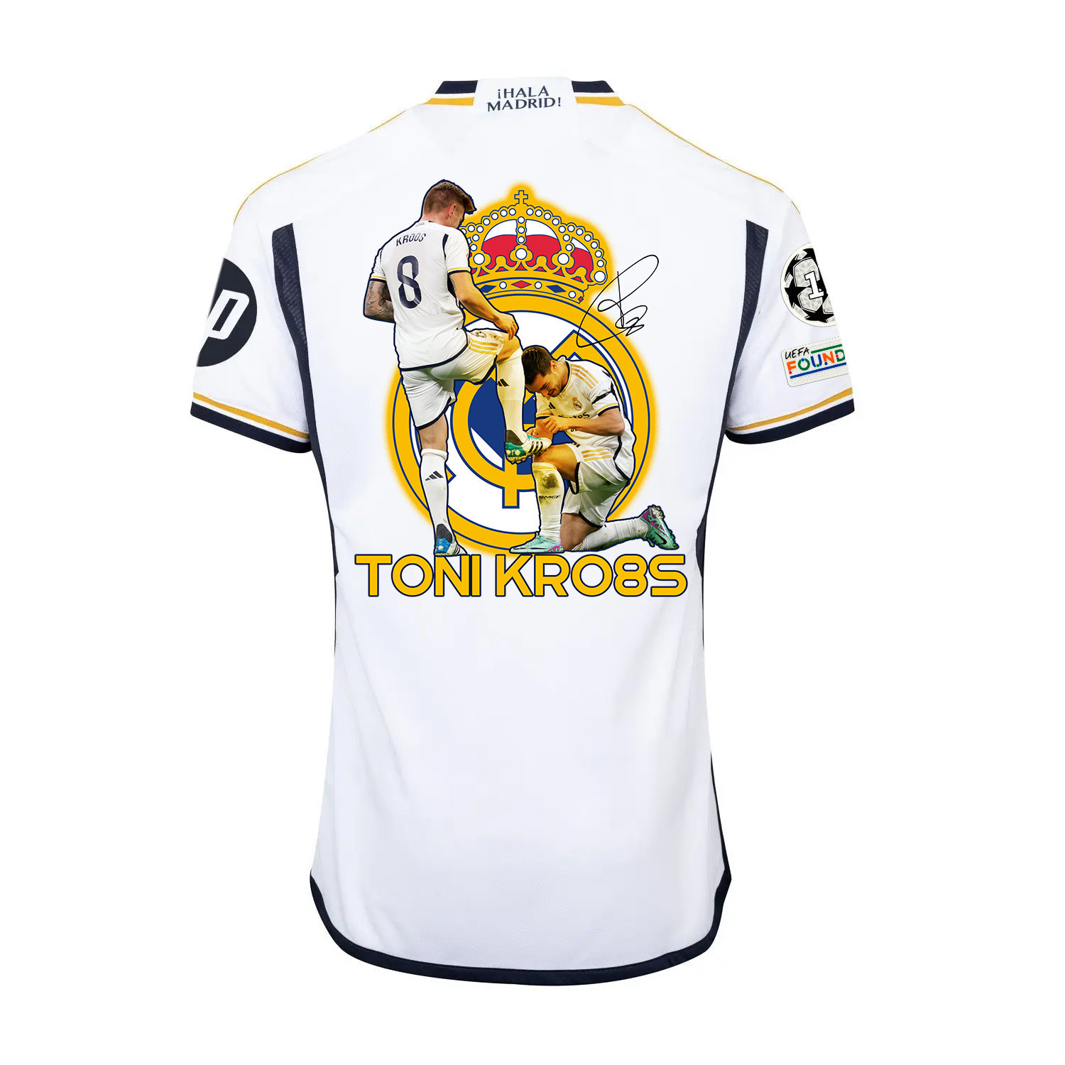Toni Kroos 8 Football Legend Real Madrid 2023/24 Home Jersey – Men – UEFA Patch
