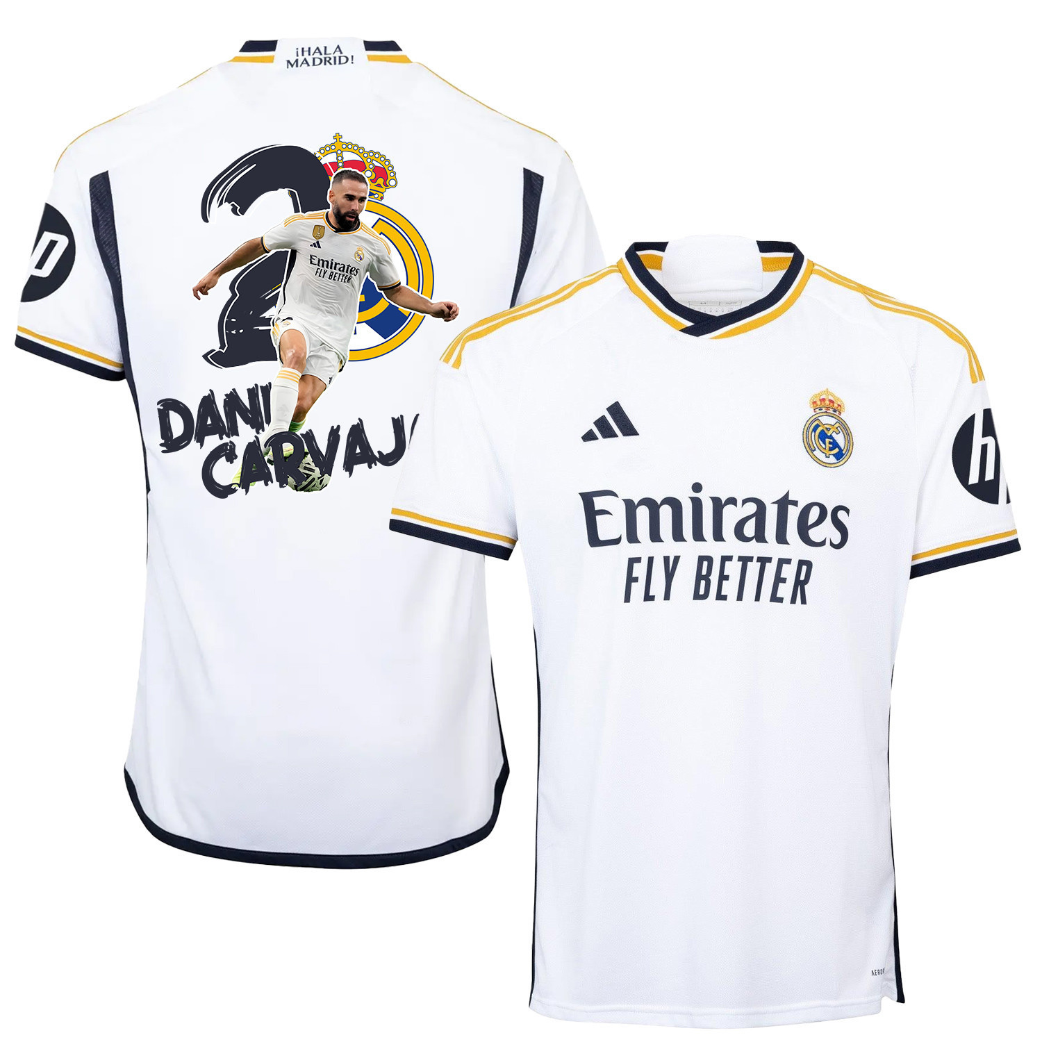 Dani Carvajal 2 Real Madrid Fan Art 2023/24 Home Jersey – Men