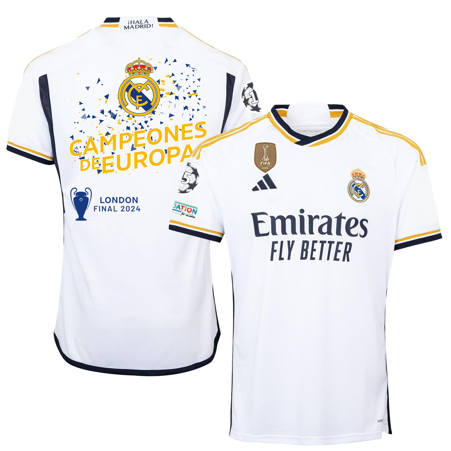 Real Madrid European Champions London 2023/24 Home Jersey – Men – UEFA Patch