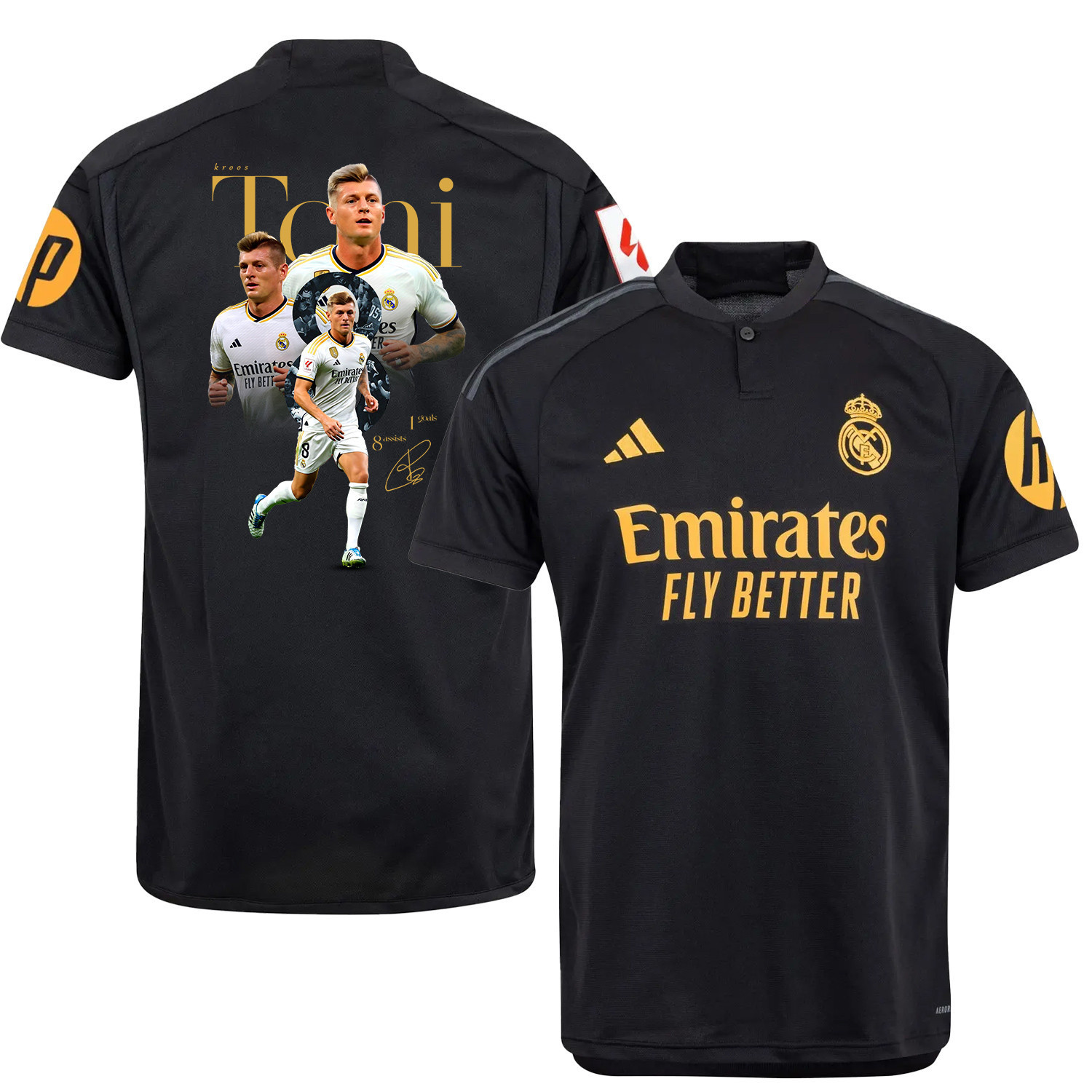 Toni Kroos 8 Real Madrid Third Jersey Black Achievements 2023/24 – LA LIGA Patch