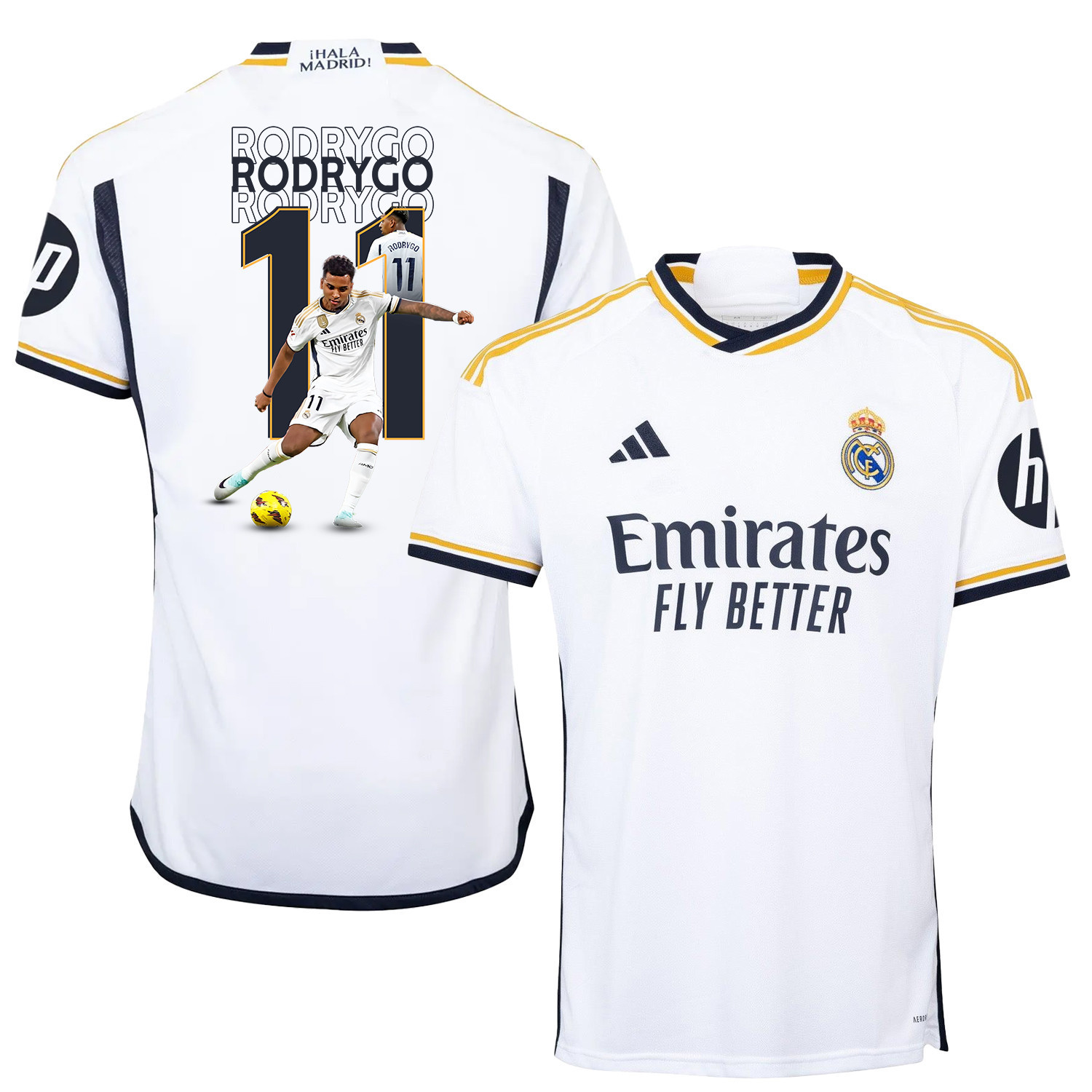 Rodrygo 11 Real Madrid Home Jersey White Fan Art