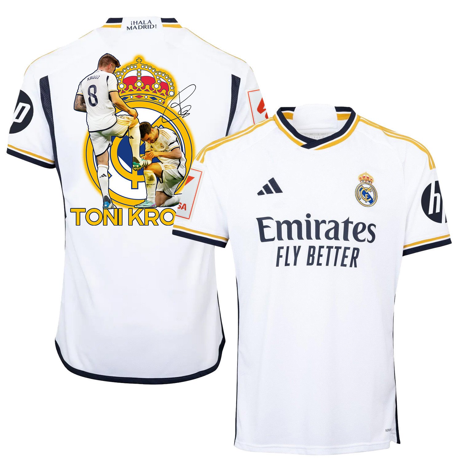 Toni Kroos 8 Football Legend Real Madrid 2023/24 Home Jersey – Men – LA LIGA Patch