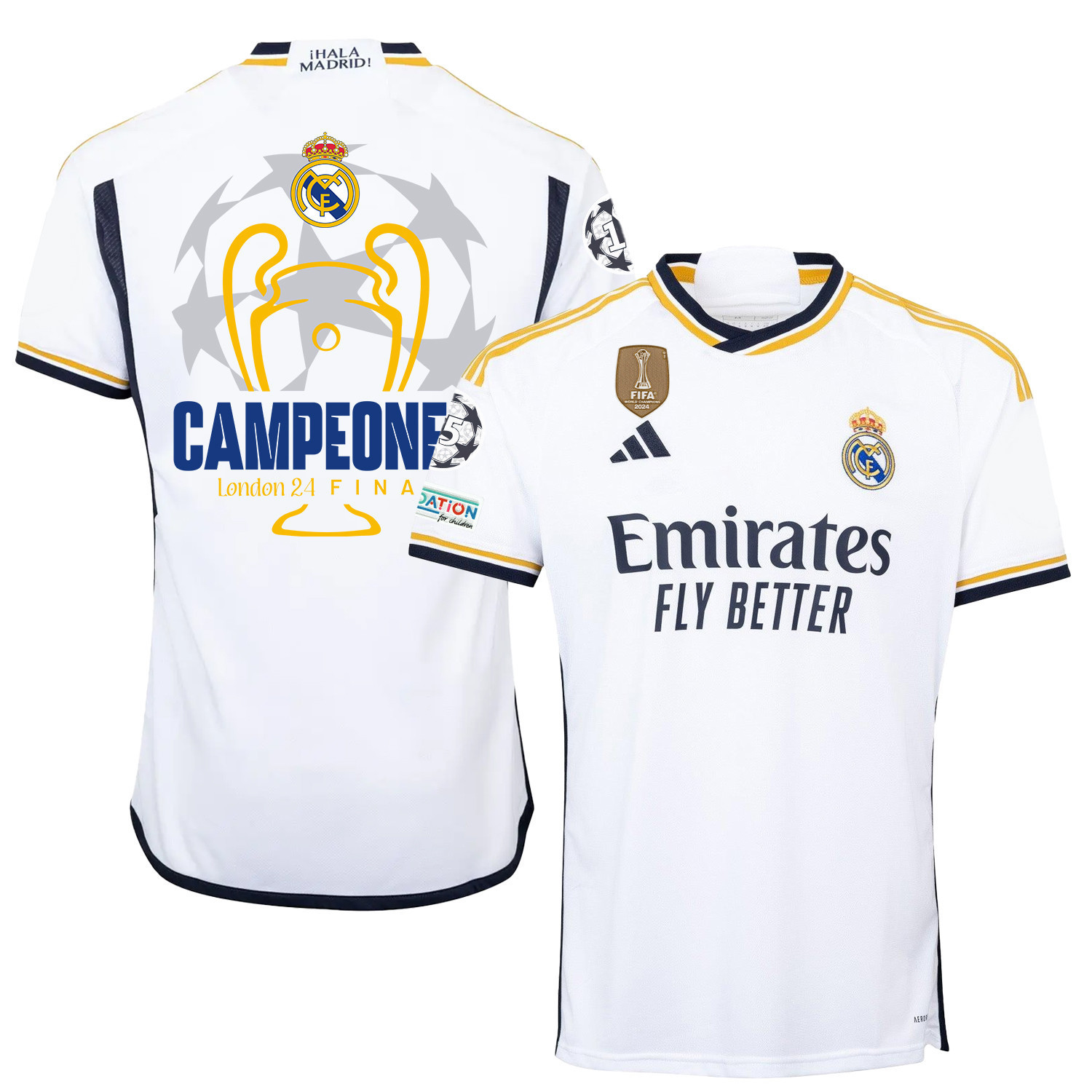 Real Madrid London Final Champions 2023/24 Home Jersey – Men – UEFA Patch