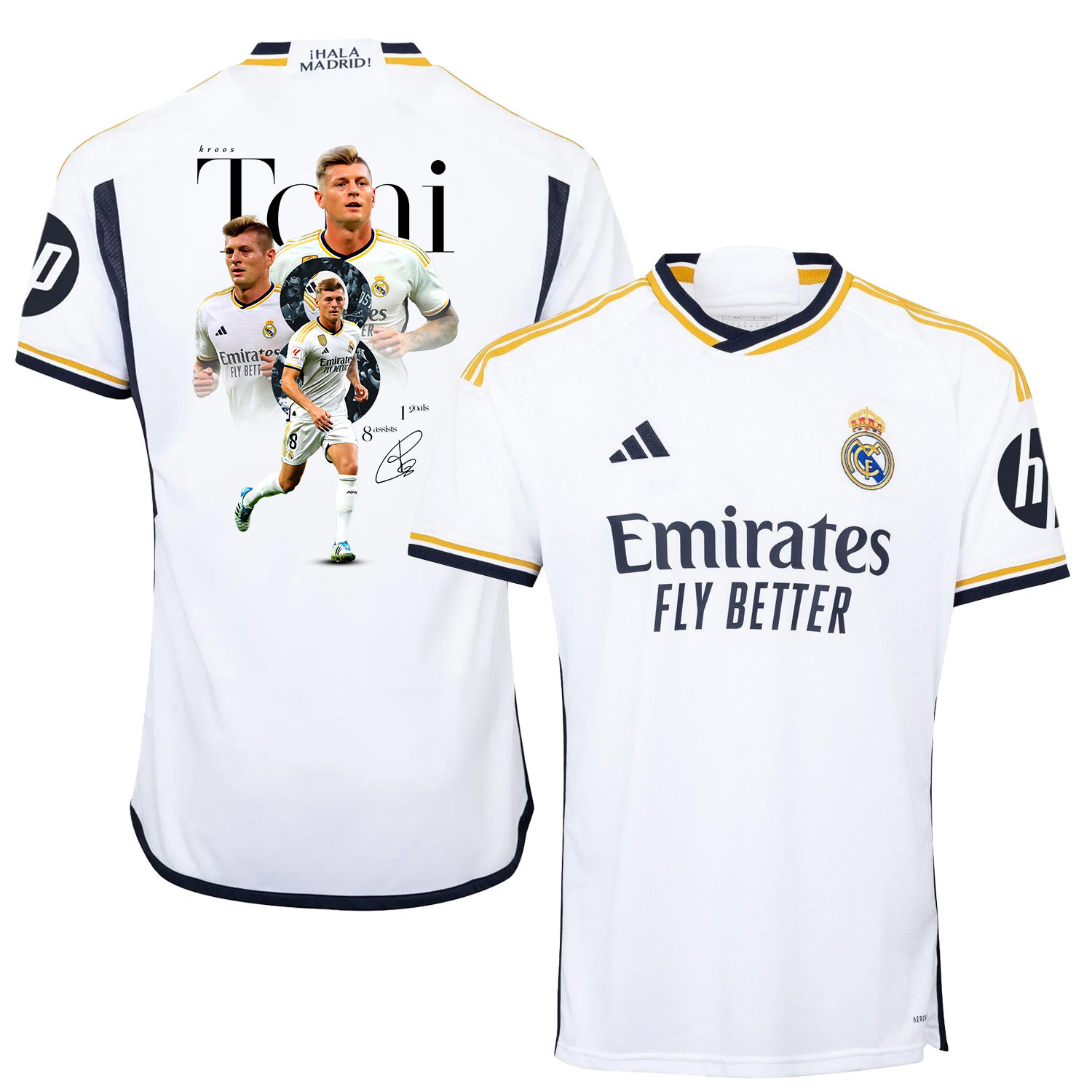 Toni Kroos 8 Real Madrid Home Jersey White Achievements 2023/24