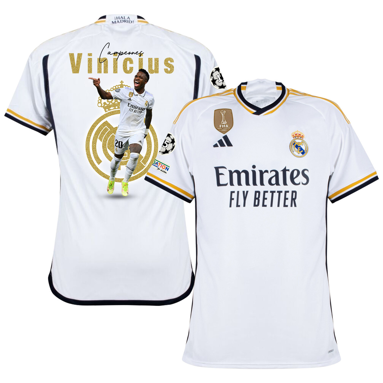 Vincius Jnior 7 Real Madrid Home Jersey 2023/24 – Men – UEFA Patch