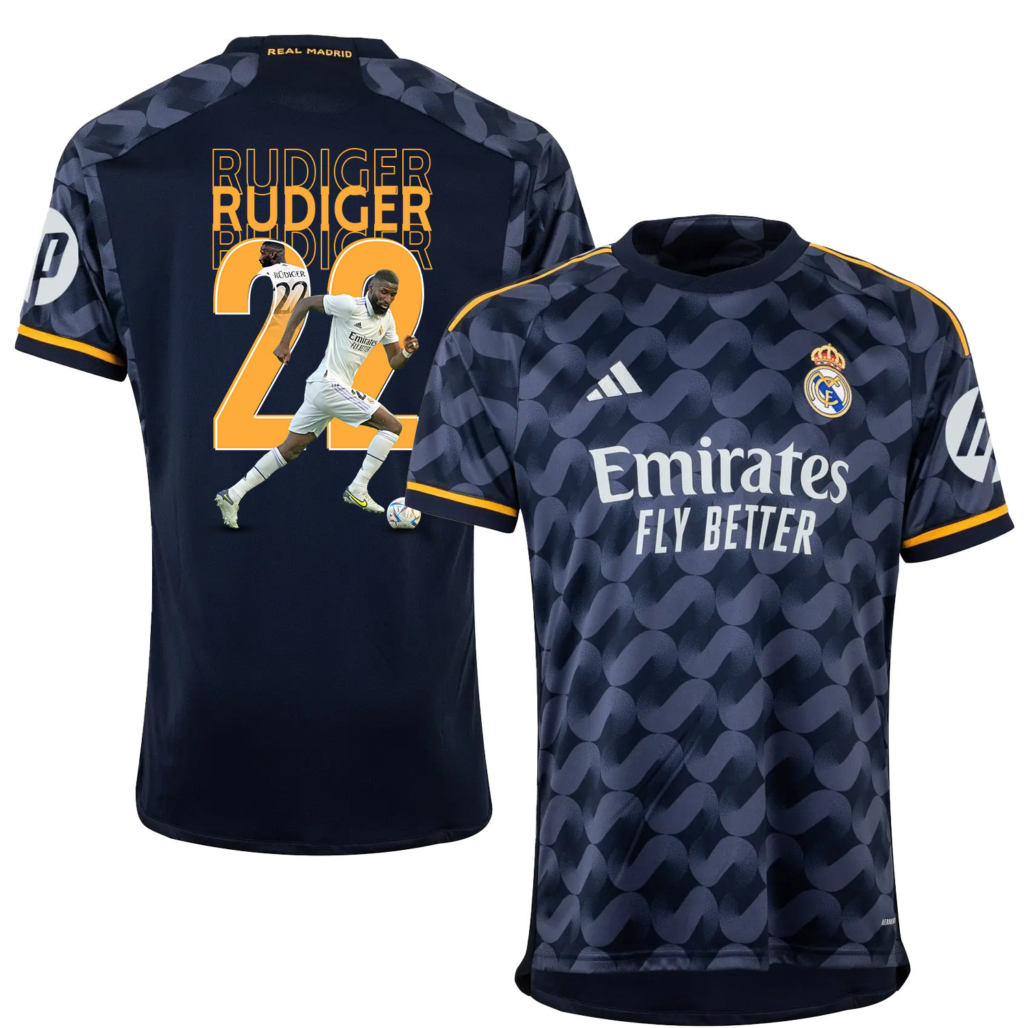 Antonio Rdiger 22 Real Madrid Away Jersey Navy Blue Fan Art