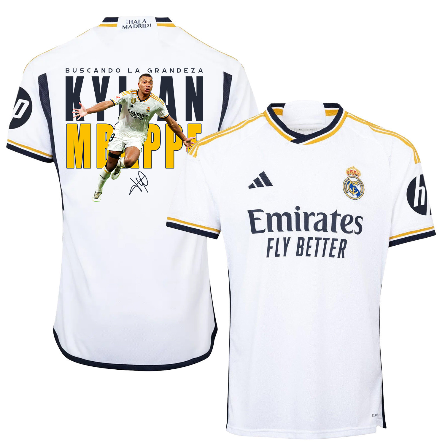 Kylian Mbapp 9 Real Madrid Home Jersey White Seeking Greatness – Signed Design