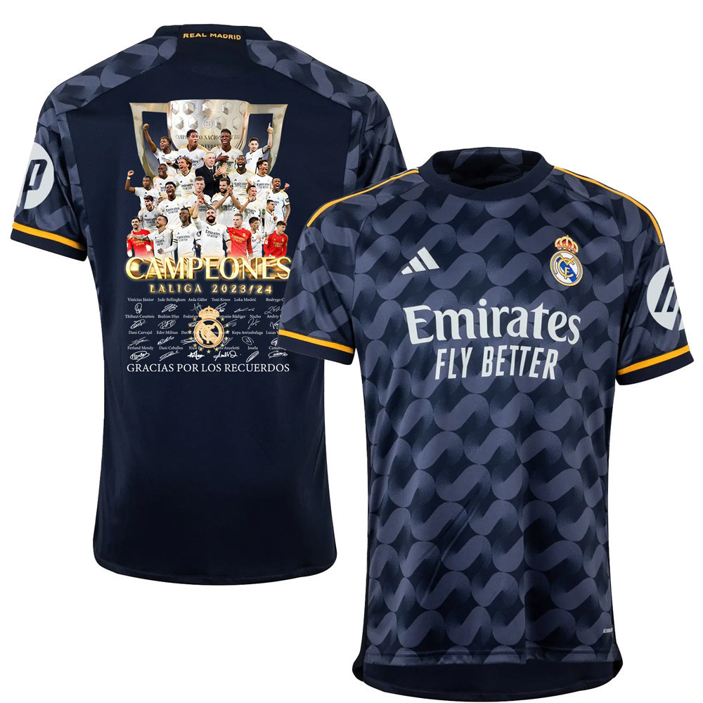 Real Madrid Navy Blue Away Jersey Champions LaLiga 2023/24 – Signed Design