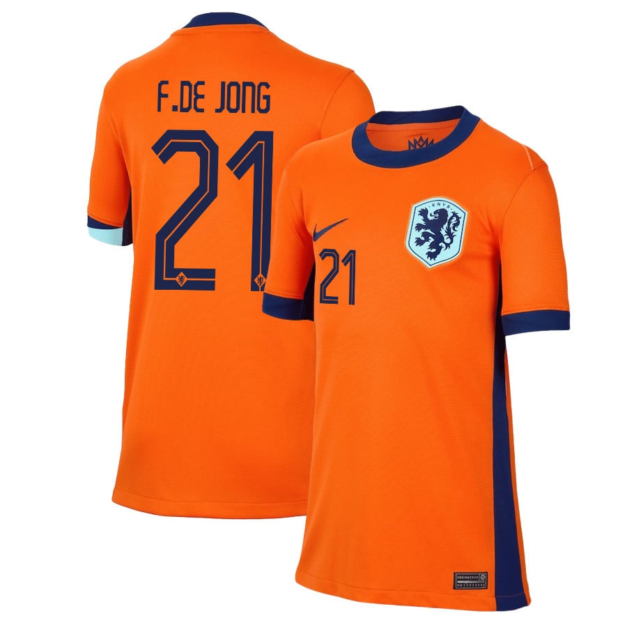 Frenkie de Jong 21 Netherlands National Team 2024/25 Home YOUTH Jersey – Orange