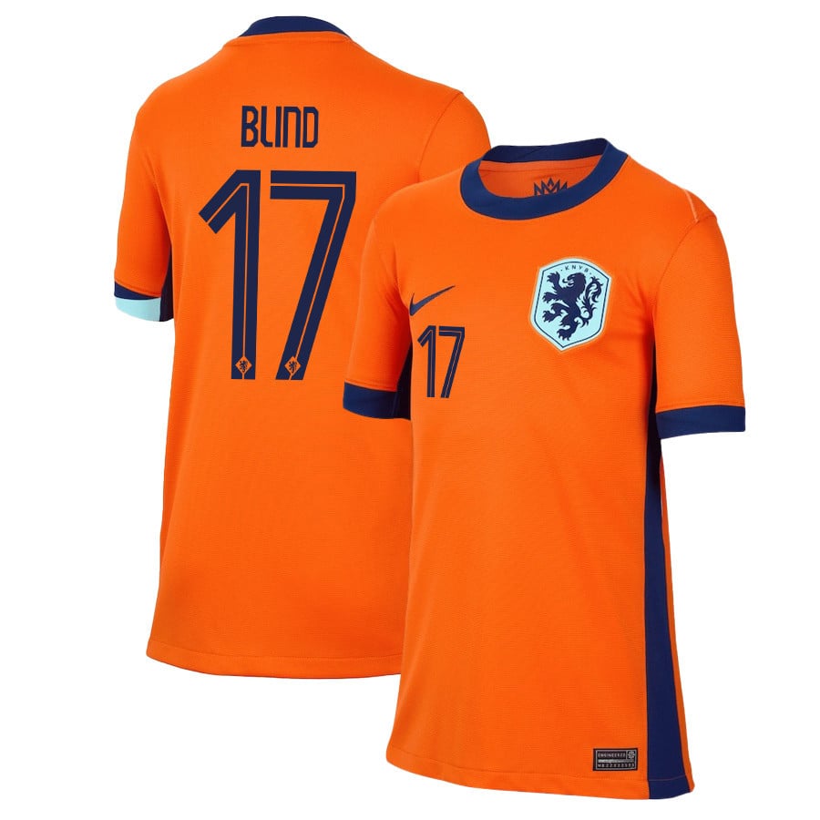 Daley Blind 17 Netherlands National Team 2024/25 Home YOUTH Jersey – Orange