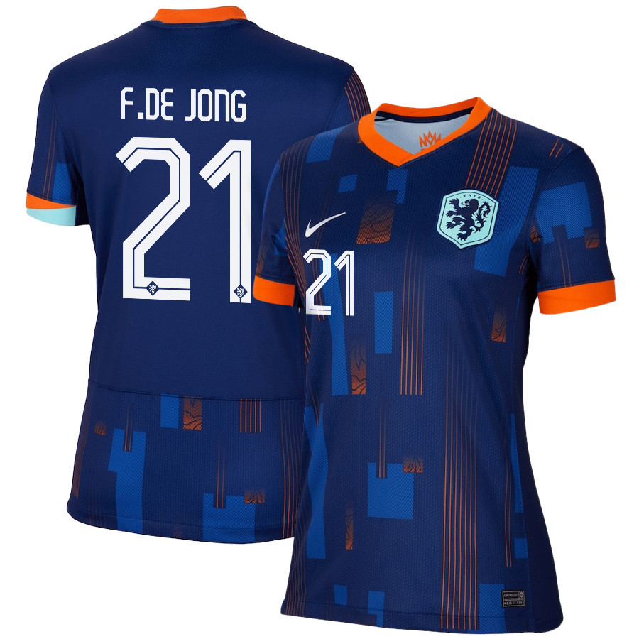 Frenkie de Jong 21 Netherlands National Team 2024/25 Away WOMEN Jersey – Navy