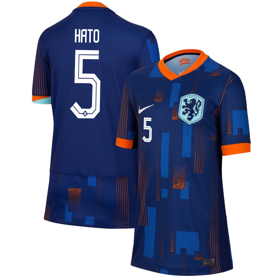 Jorrel Hato 5 Netherlands National Team 2024/25 Away YOUTH Jersey – Navy