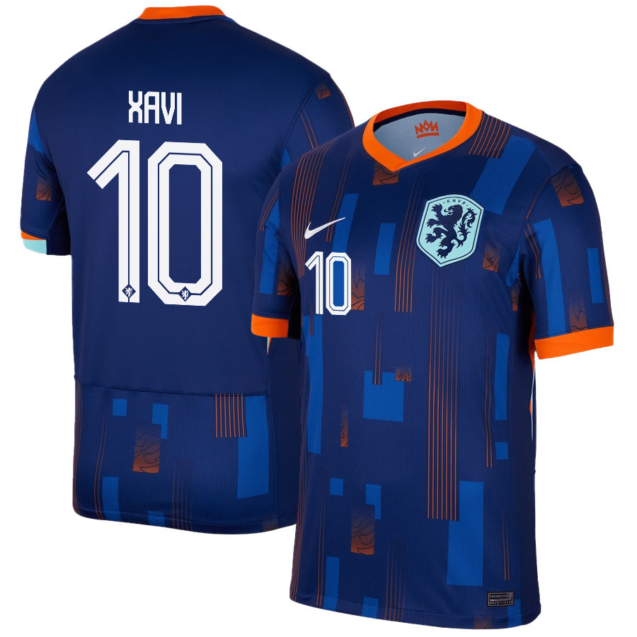 Xavi Simons 10 Netherlands National Team 2024/25 Away Men Jersey – Navy