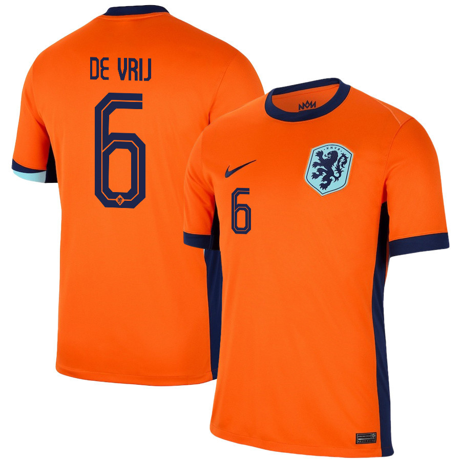 Stefan de Vrij 6 Netherlands National Team 2024/25 Home Men Jersey – Orange