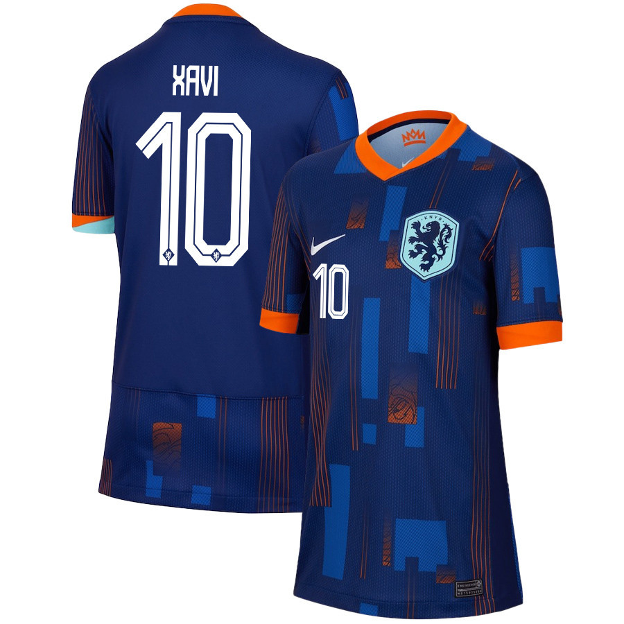 Xavi Simons 10 Netherlands National Team 2024/25 Away YOUTH Jersey – Navy