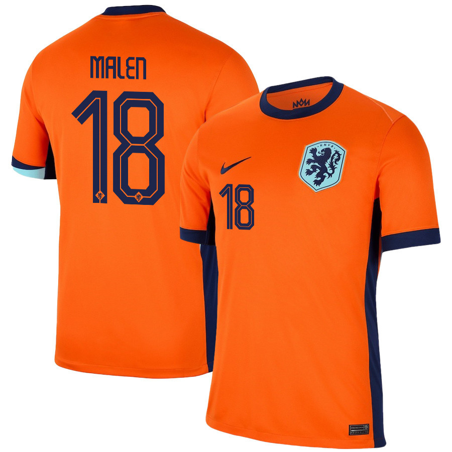 Donyell Malen 18 Netherlands National Team 2024/25 Home Men Jersey – Orange