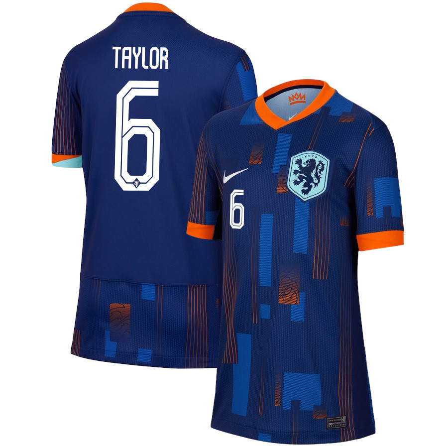 Kenneth Taylor 6 Netherlands National Team 2024/25 Away YOUTH Jersey – Navy