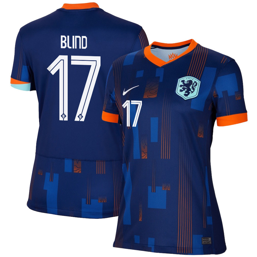 Daley Blind 17 Netherlands National Team 2024/25 Away WOMEN Jersey – Navy