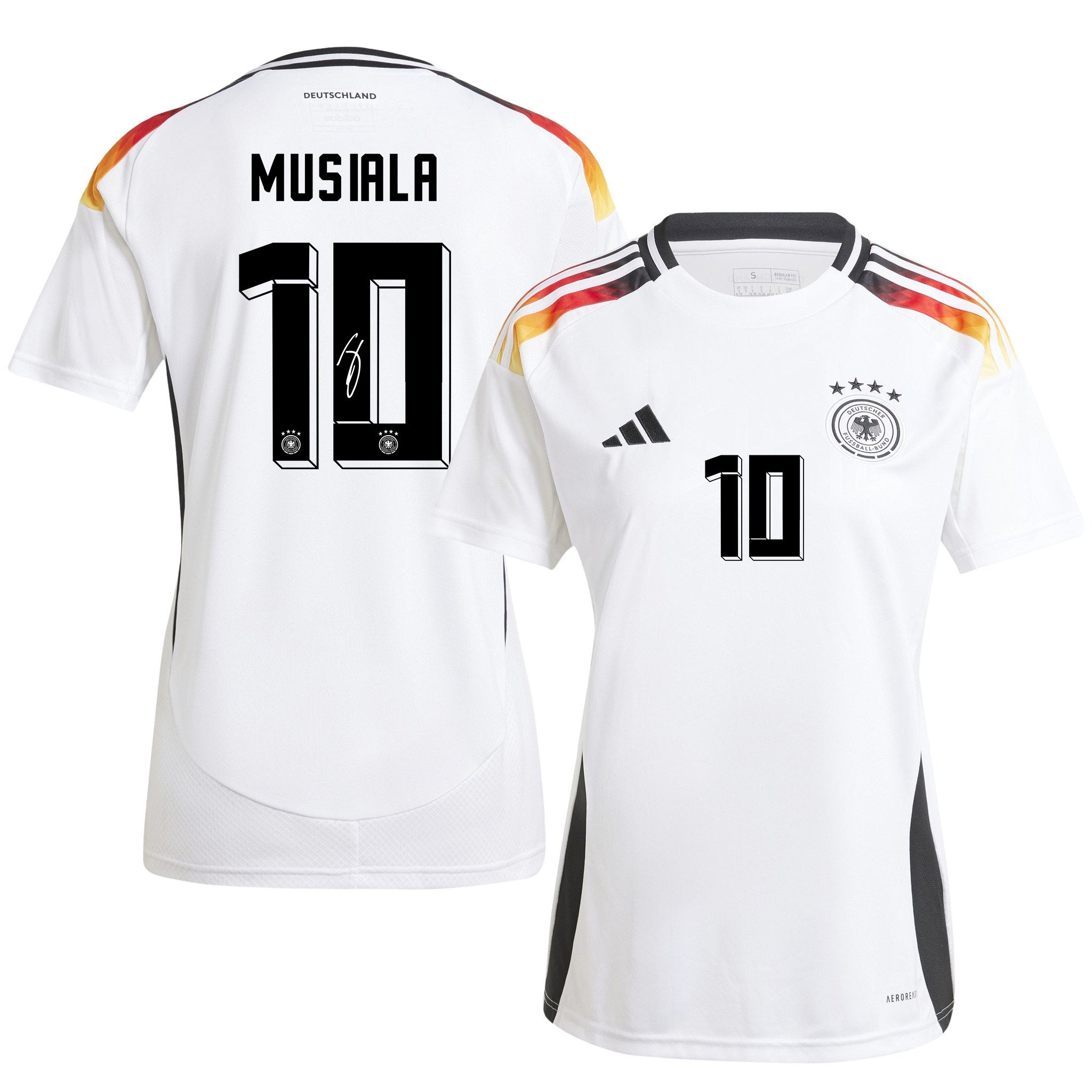 Jamal Musiala 10 Signed Germany National Team 2024/25 Home Jersey Autographed – Women