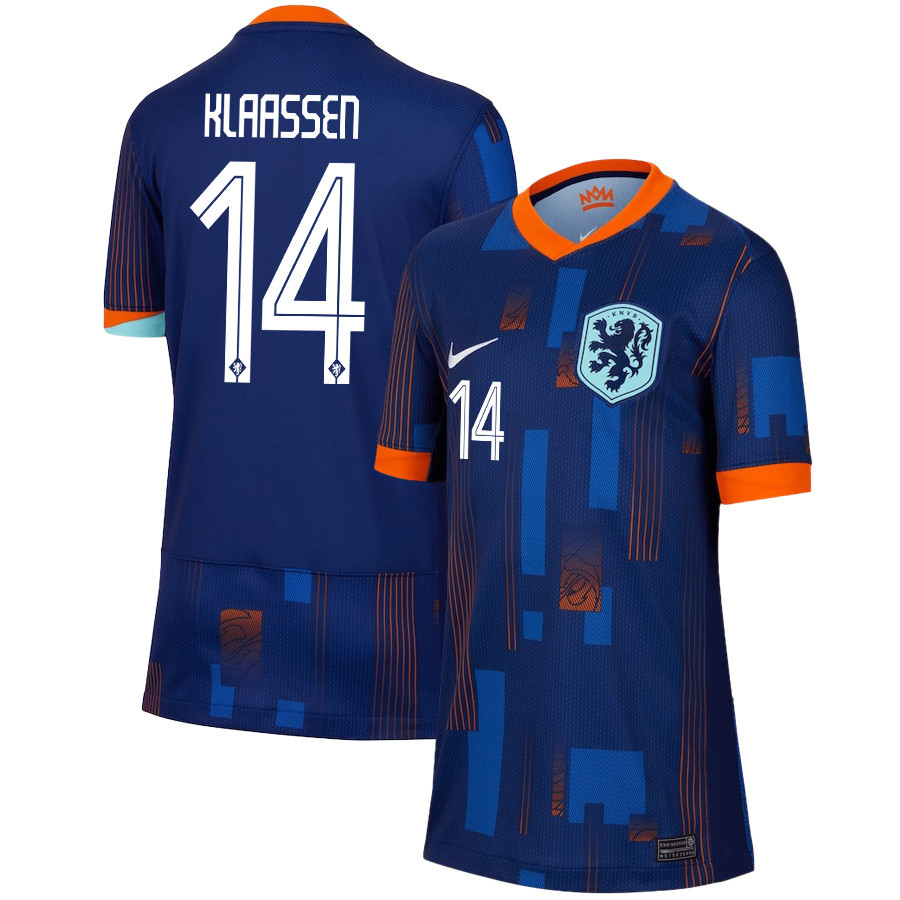 Davy Klaassen 14 Netherlands National Team 2024/25 Away YOUTH Jersey – Navy