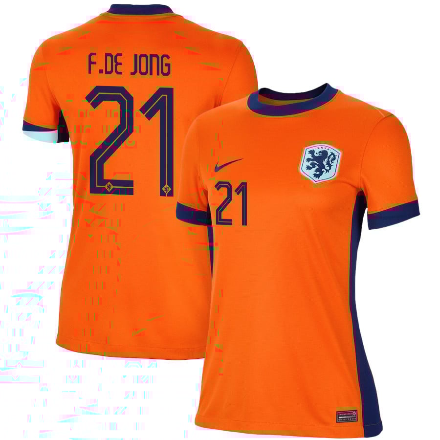 Frenkie de Jong 21 Netherlands National Team 2024/25 Home WOMEN Jersey – Orange