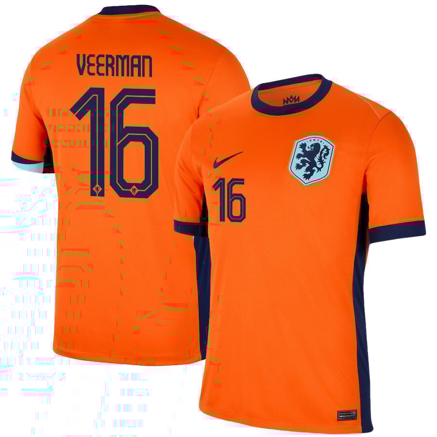 Joey Veerman 16 Netherlands National Team 2024/25 Home Men Jersey – Orange
