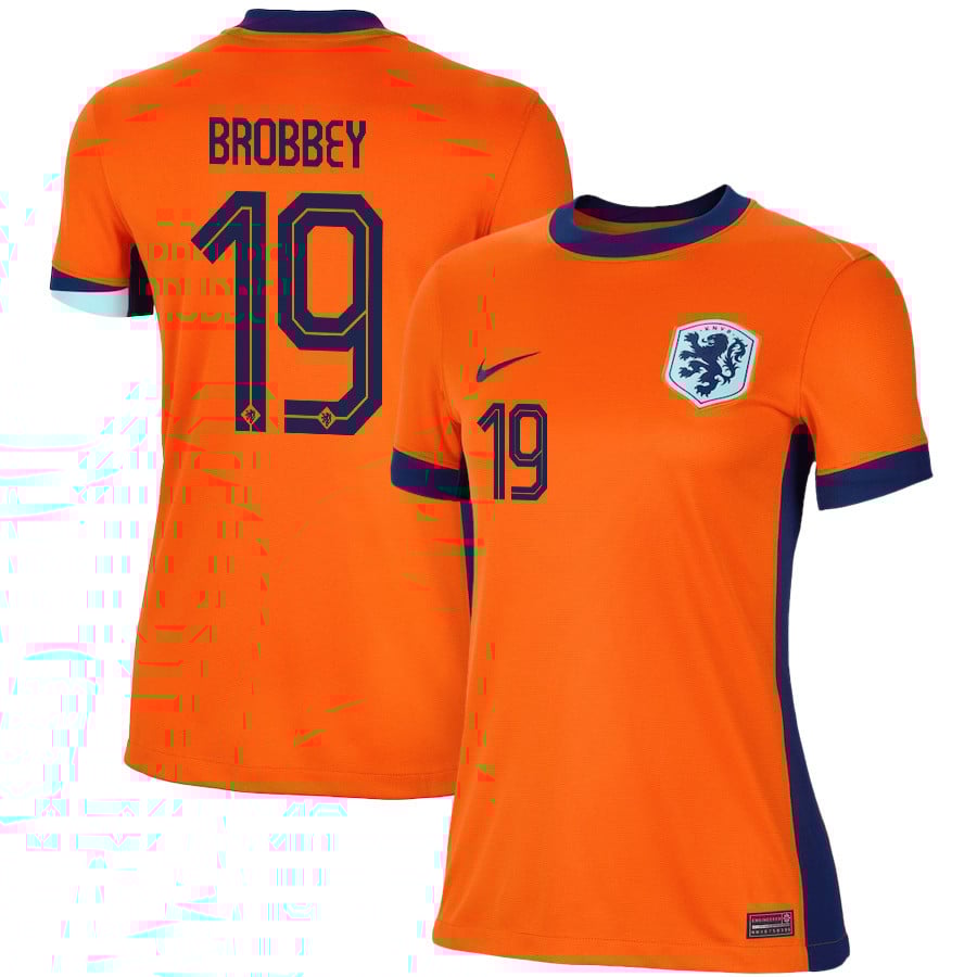 Brian Brobbey 19 Netherlands National Team 2024/25 Home WOMEN Jersey – Orange