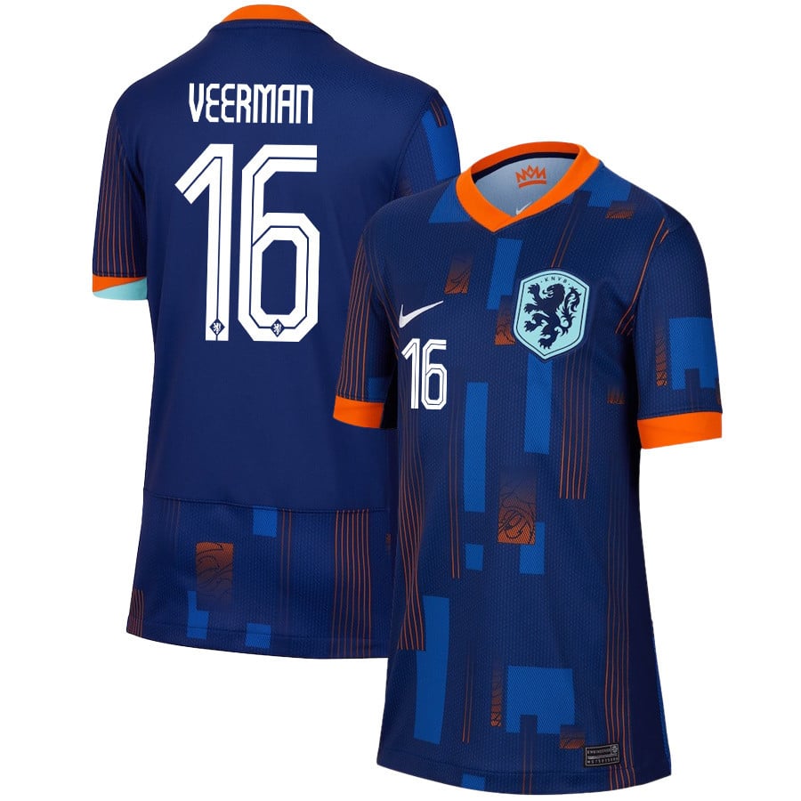 Joey Veerman 16 Netherlands National Team 2024/25 Away YOUTH Jersey – Navy