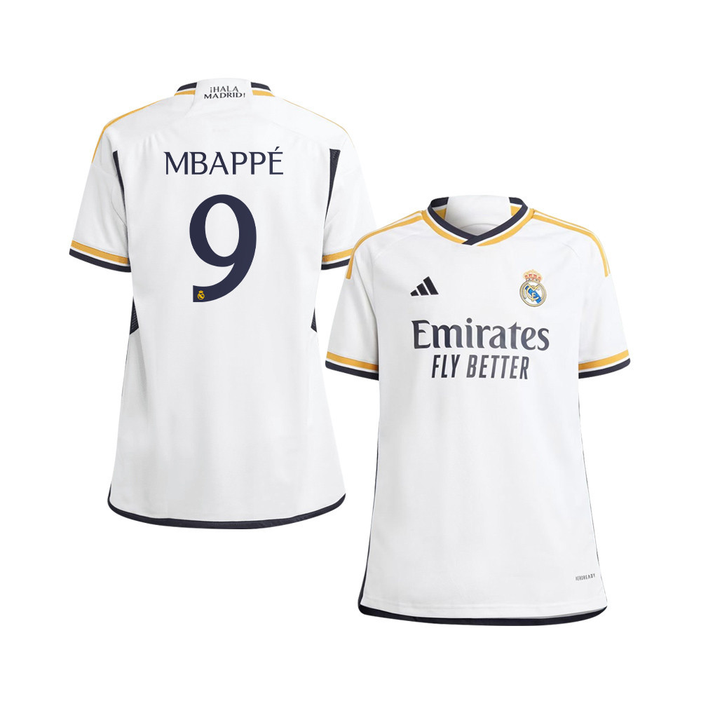 Kylian Mbapp 9 Real Madrid 2023/24 YOUTH Home Jersey – White