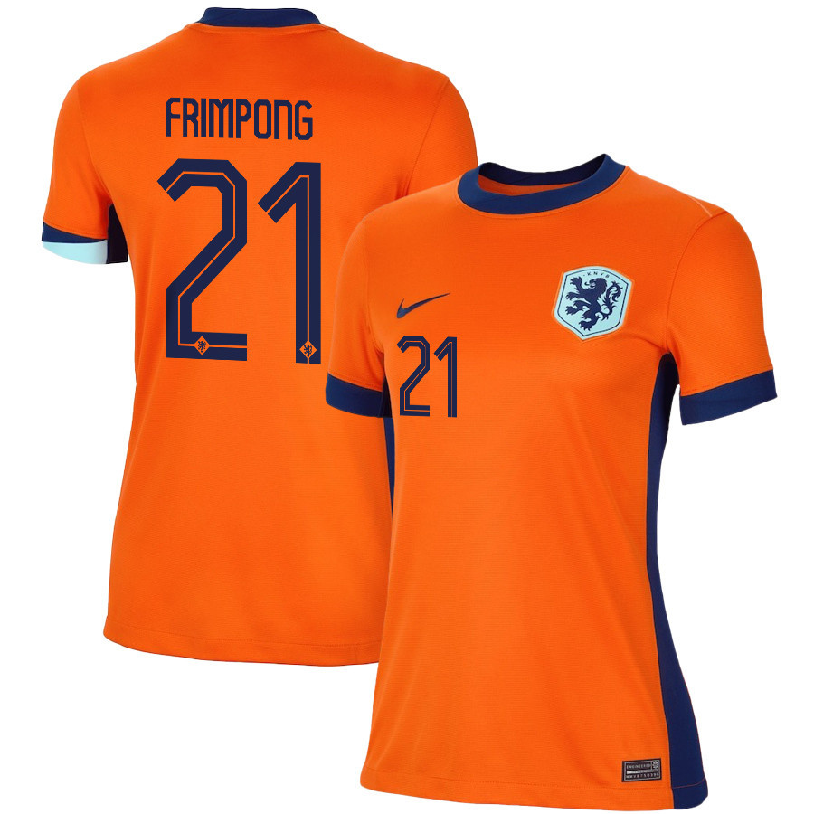 Jeremie Frimpong 21 Netherlands National Team 2024/25 Home WOMEN Jersey – Orange