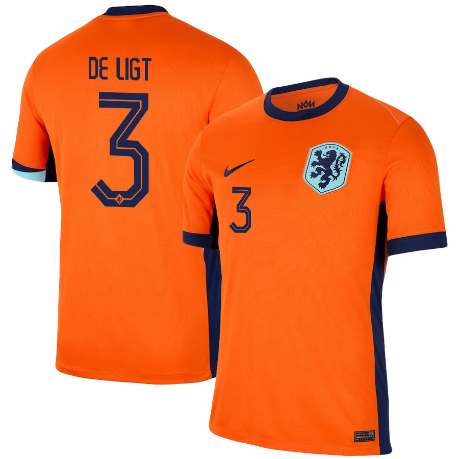 Matthijs De Ligt 3 Netherlands National Team 2024/25 Home Men Jersey – Orange