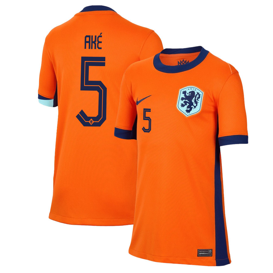 Nathan Ak 5 Netherlands National Team 2024/25 Home YOUTH Jersey – Orange