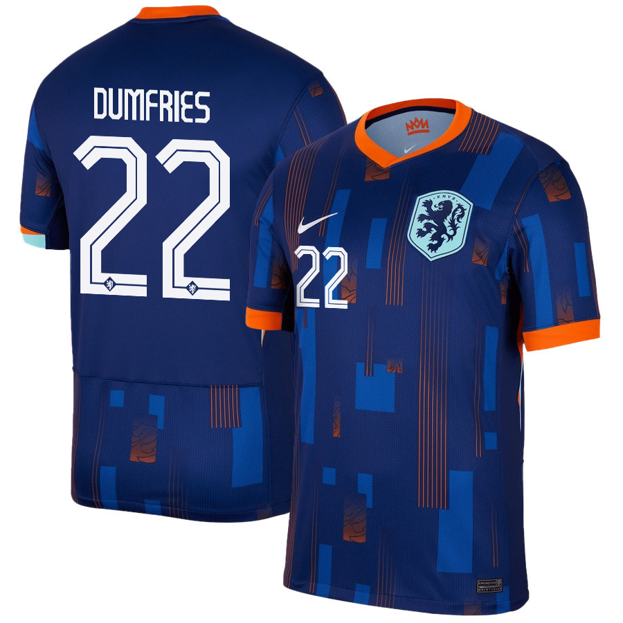 Denzel Dumfries 22 Netherlands National Team 2024/25 Away Men Jersey – Navy