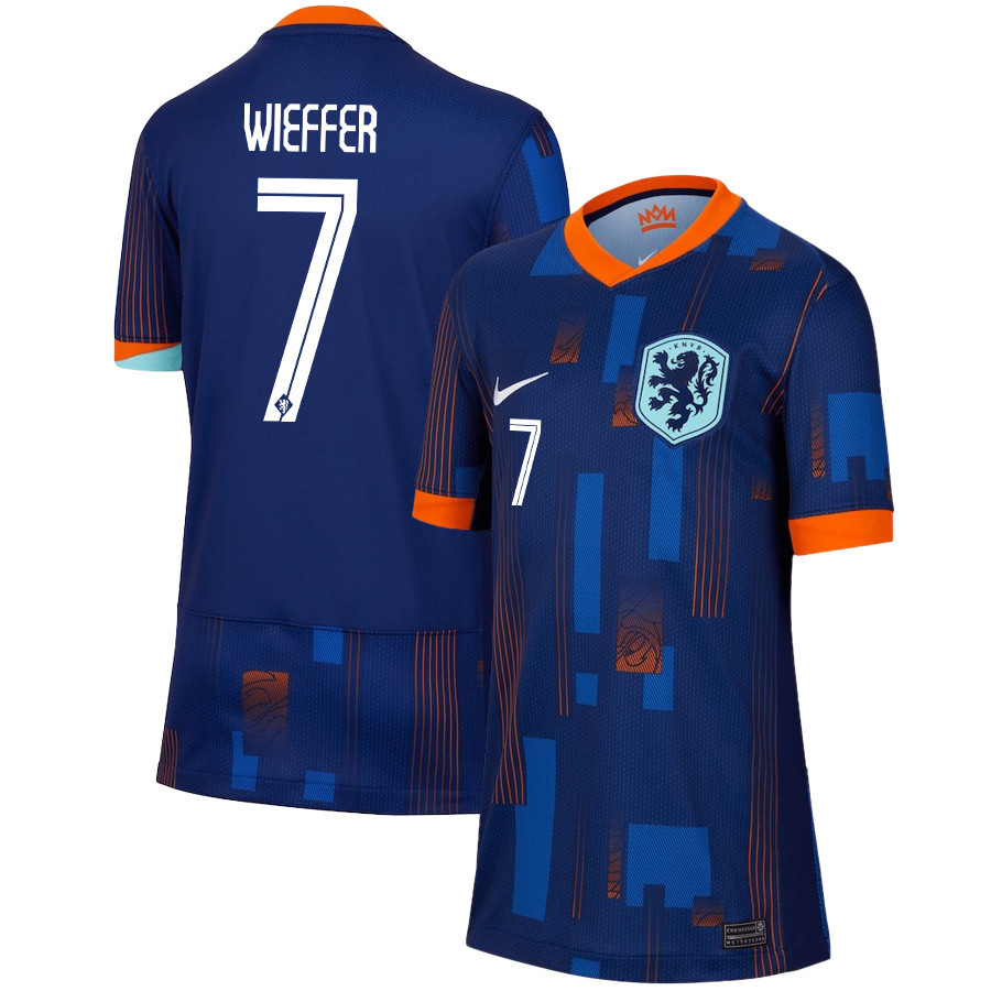 Mats Wieffer 7 Netherlands National Team 2024/25 Away YOUTH Jersey – Navy