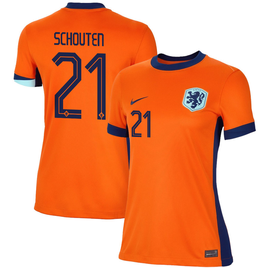 Jerdy Schouten 21 Netherlands National Team 2024/25 Home WOMEN Jersey – Orange