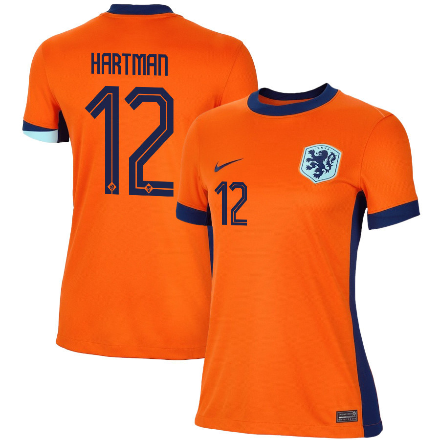 Quilindschy Hartman 12 Netherlands National Team 2024/25 Home WOMEN Jersey – Orange