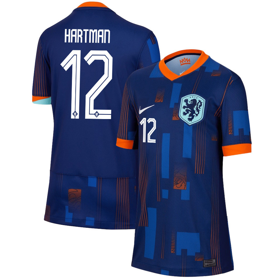 Quilindschy Hartman 12 Netherlands National Team 2024/25 Away YOUTH Jersey – Navy