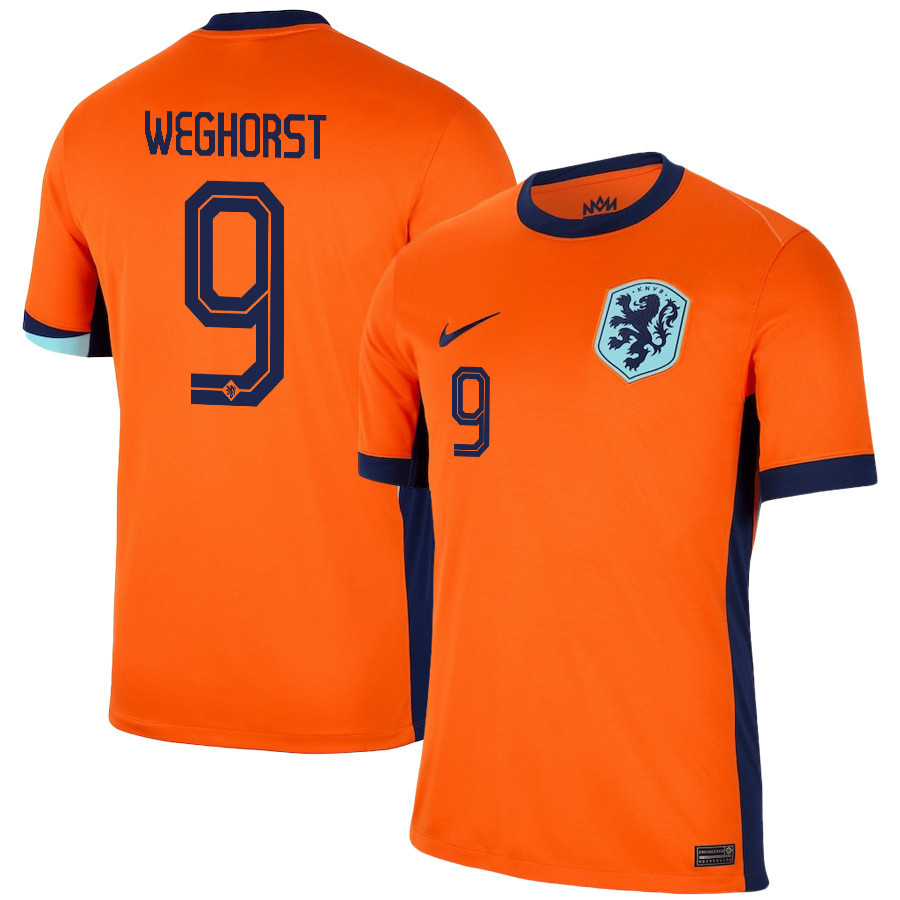 Wout Weghorst 9 Netherlands National Team 2024/25 Home Men Jersey – Orange