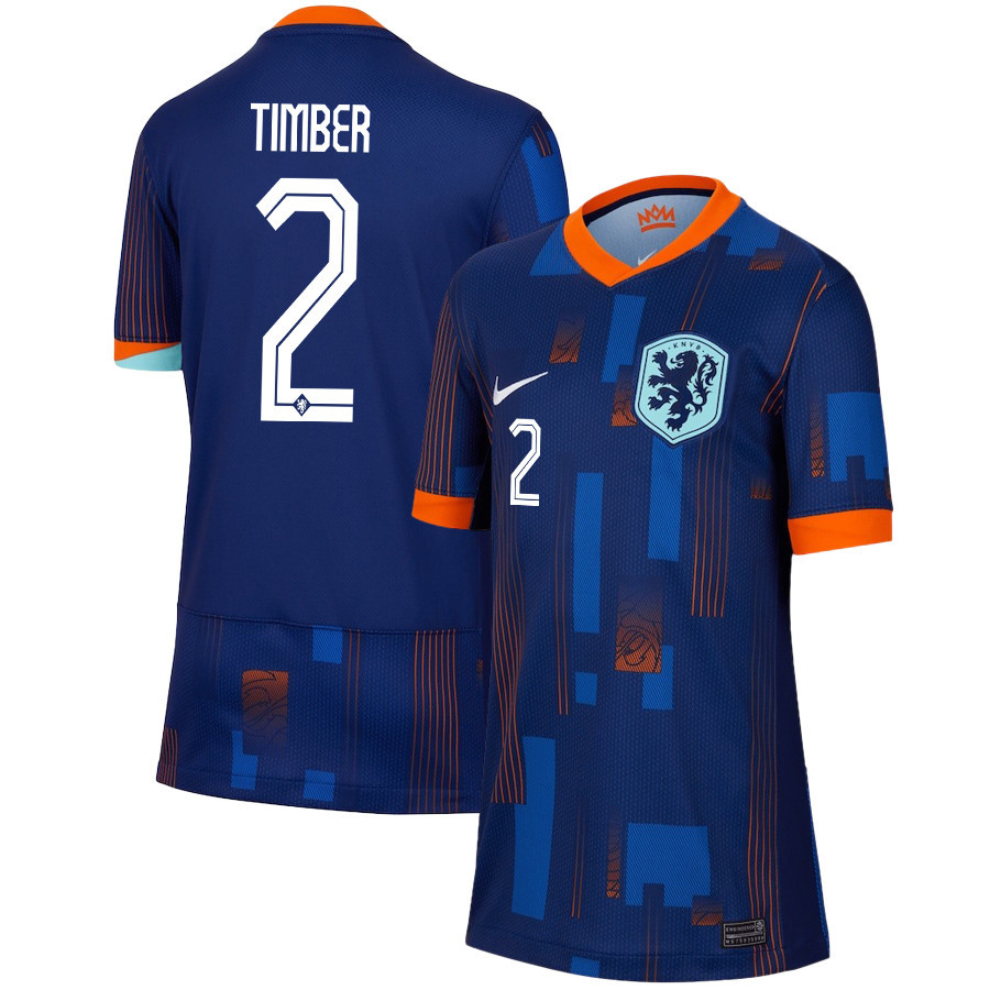 Jurrin Timber 2 Netherlands National Team 2024/25 Away YOUTH Jersey – Navy