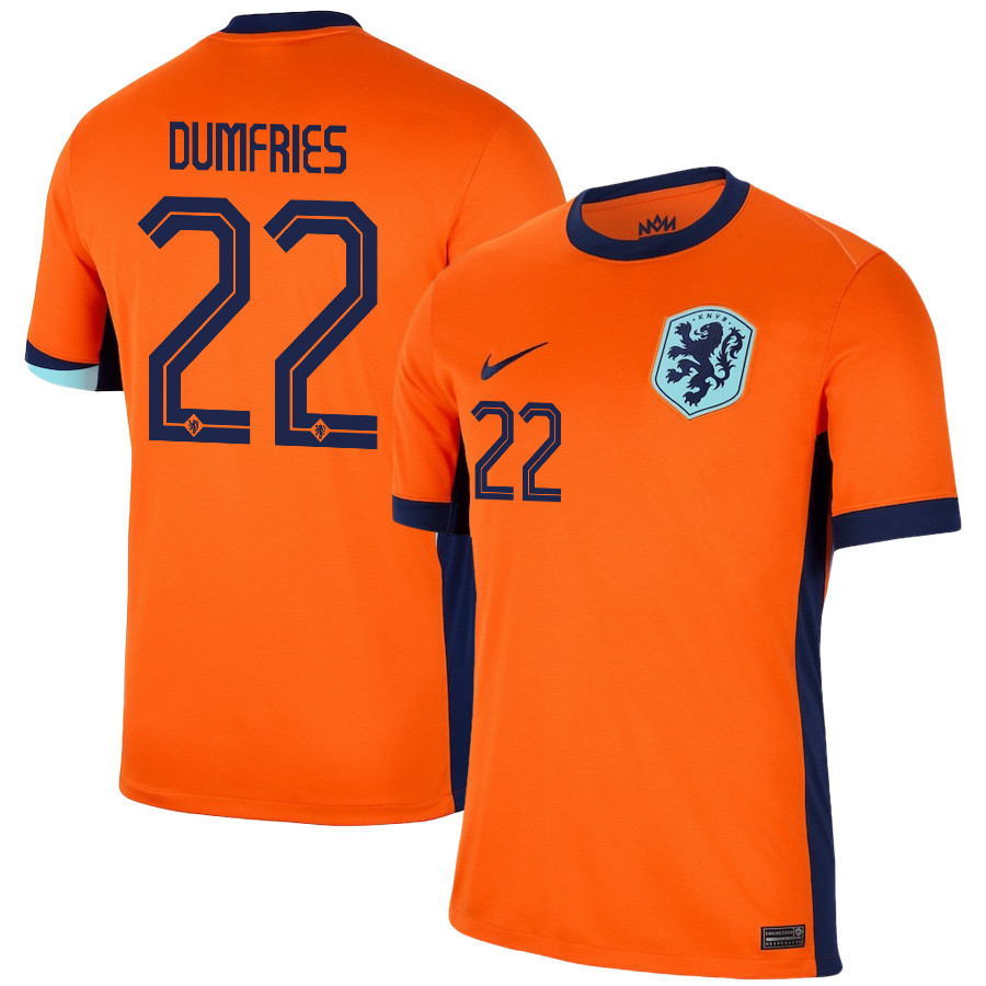 Denzel Dumfries 22 Netherlands National Team 2024/25 Home Men Jersey – Orange