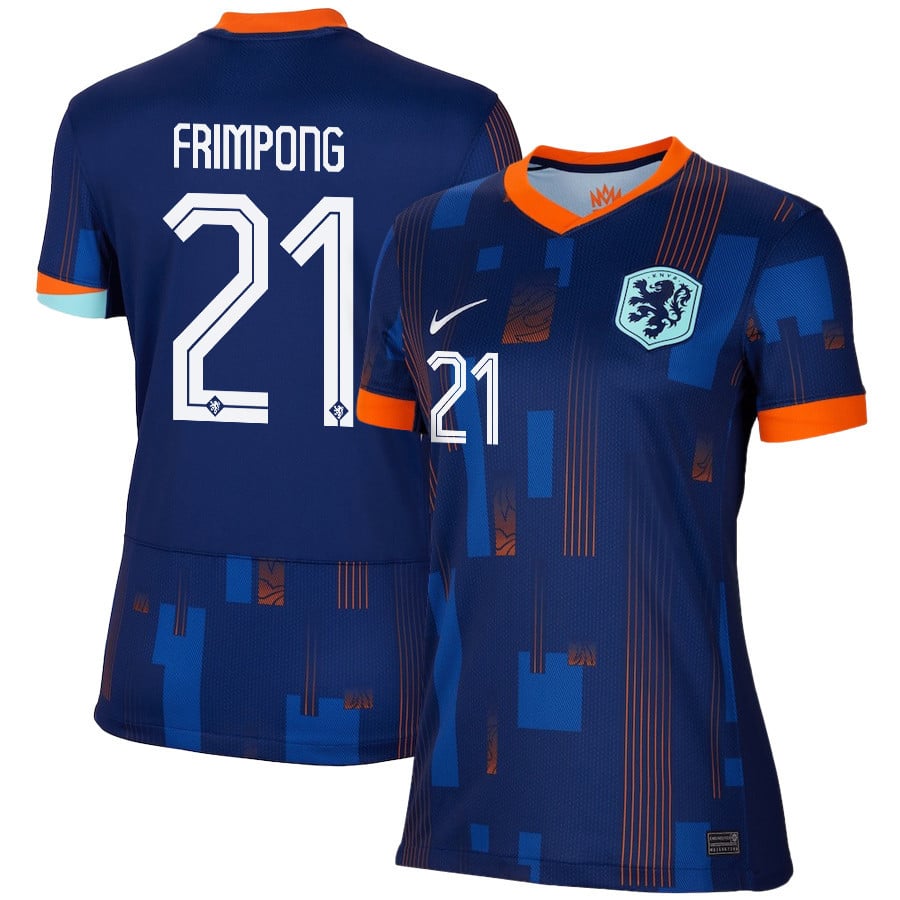 Jeremie Frimpong 21 Netherlands National Team 2024/25 Away WOMEN Jersey – Navy