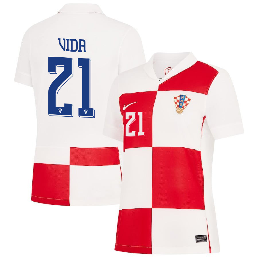 Domagoj Vida 21 Croatia National Team 2024 Home WOMEN Jersey – White