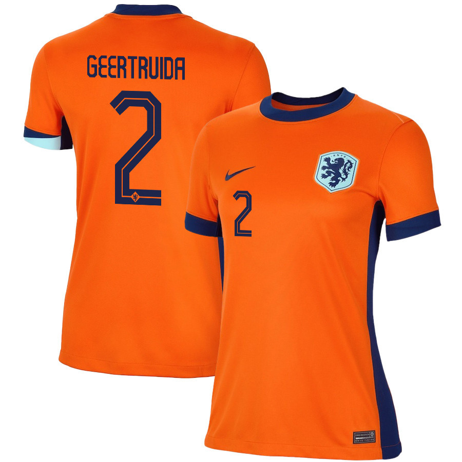 Lutsharel Geertruida 2 Netherlands National Team 2024/25 Home WOMEN Jersey – Orange