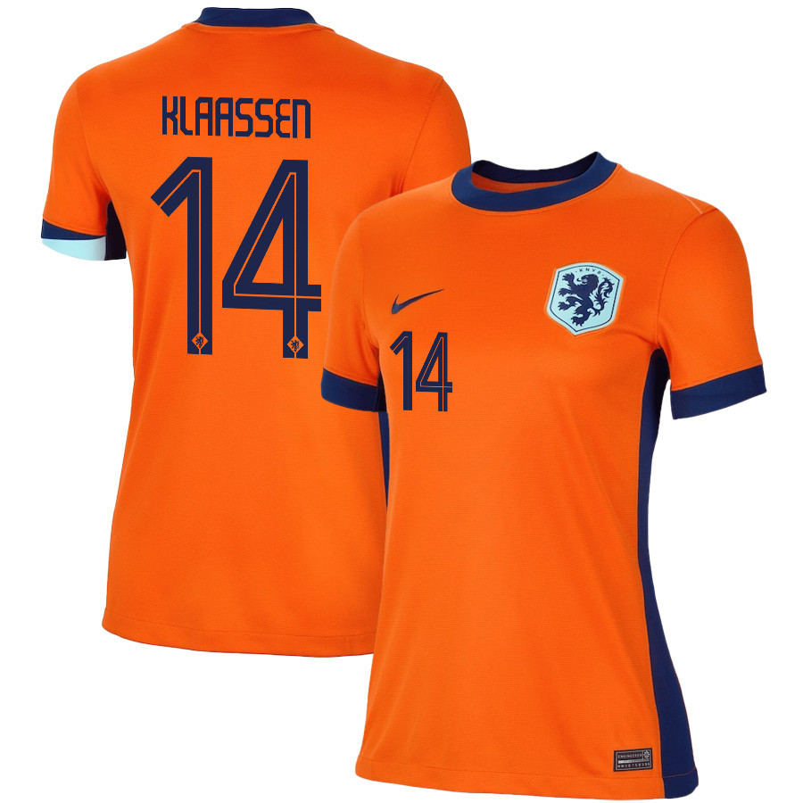 Davy Klaassen 14 Netherlands National Team 2024/25 Home WOMEN Jersey – Orange