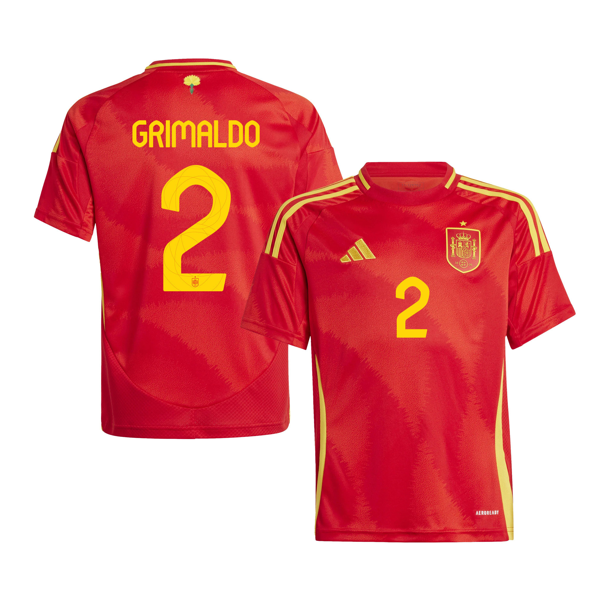 Alex Grimaldo 2 Spain National Team 2024 Home YOUTH Jersey – Red