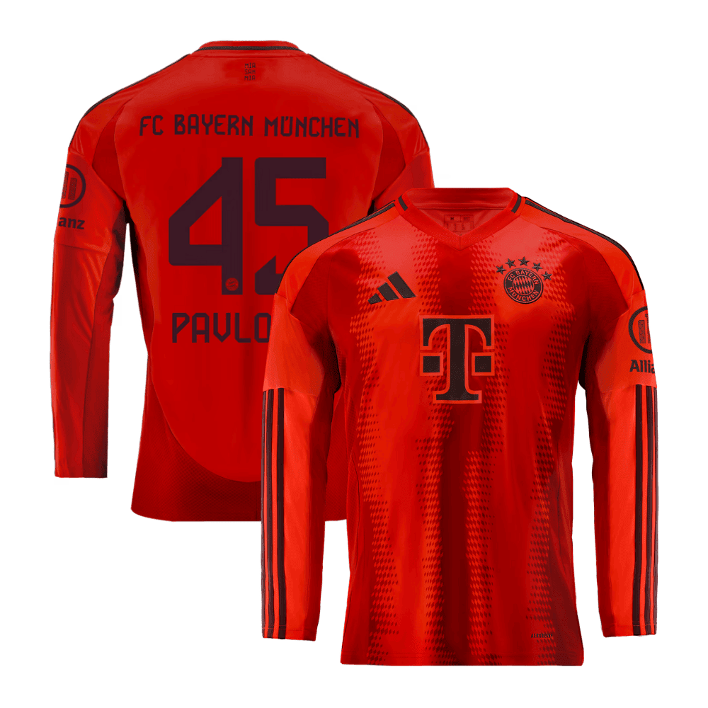 Aleksandar Pavlovic 45 Bayern Munich 2024/25 Home Long Sleeve Men Jersey – Red