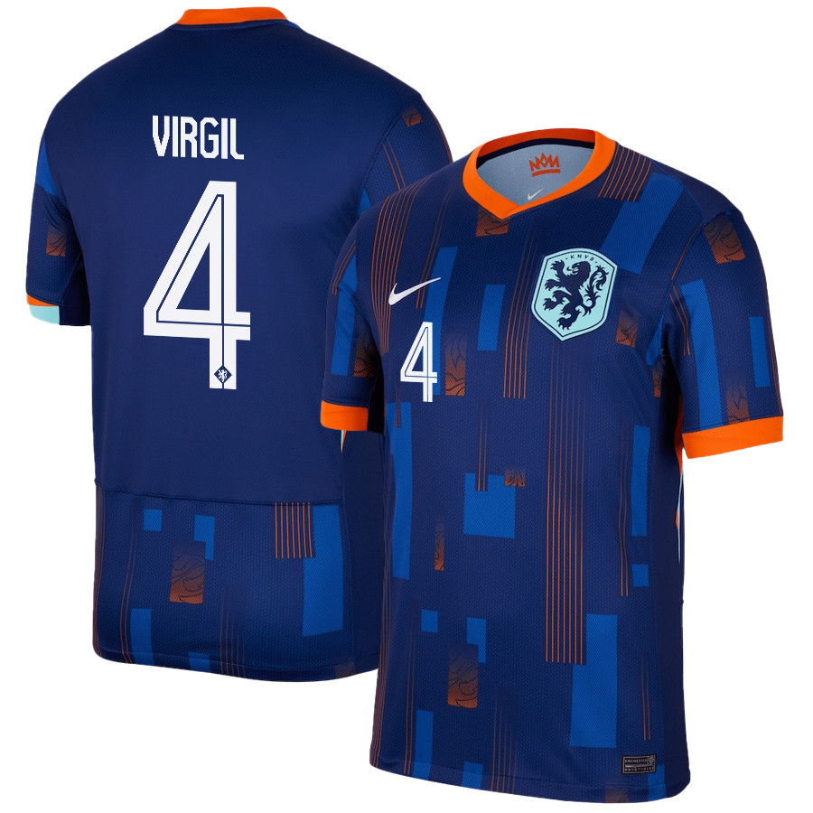 Virgil van Dijk 4 Netherlands National Team 2024/25 Away Men Jersey – Navy