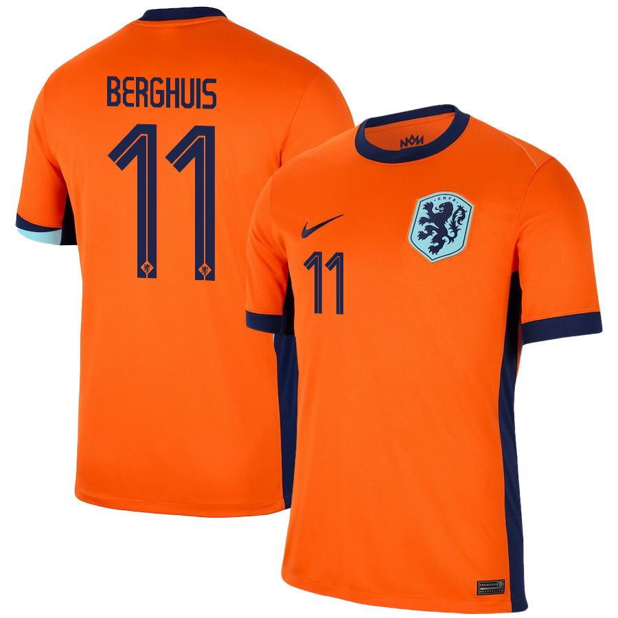 Steven Berghuis 11 Netherlands National Team 2024/25 Home Men Jersey – Orange