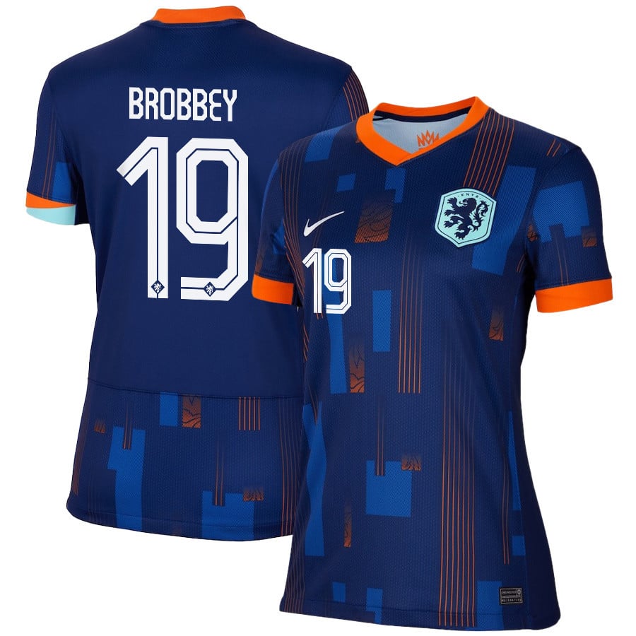 Brian Brobbey 19 Netherlands National Team 2024/25 Away WOMEN Jersey – Navy